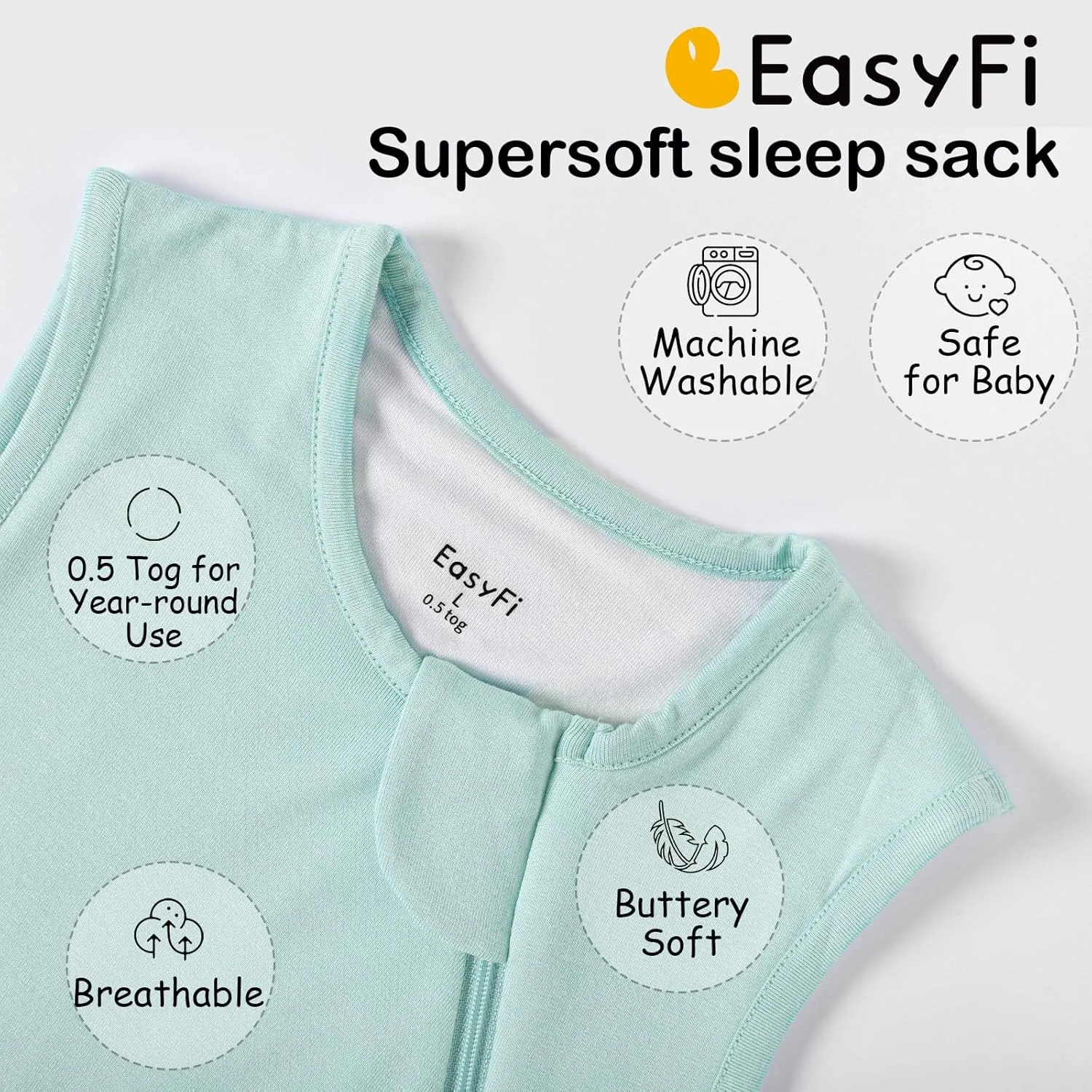 Supersoft Rayon Made from Bamboo Sleep Sack 6-12 Months 0.5 Tog Lightweight Toddler Sleep Sack Baby Wearable Blanket with 2-Way Zipper Summer Unisex Sleeping Bag for Babies (2 Pack) Green & Blue