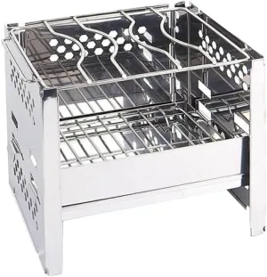 SUPVOX Portable BBQ Grill Square Burning Stove Collapsible Camping Cookware Set Stainless Steel Outdoor Cooking Accessory