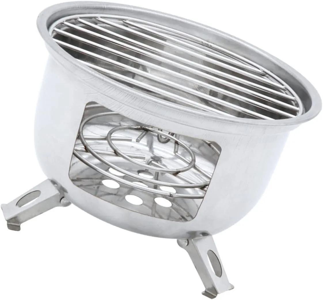 SUPVOX Portable Camping Grill Stainless Bbq Stove Round Outdoor Stove for Garden Outdoor Activities
