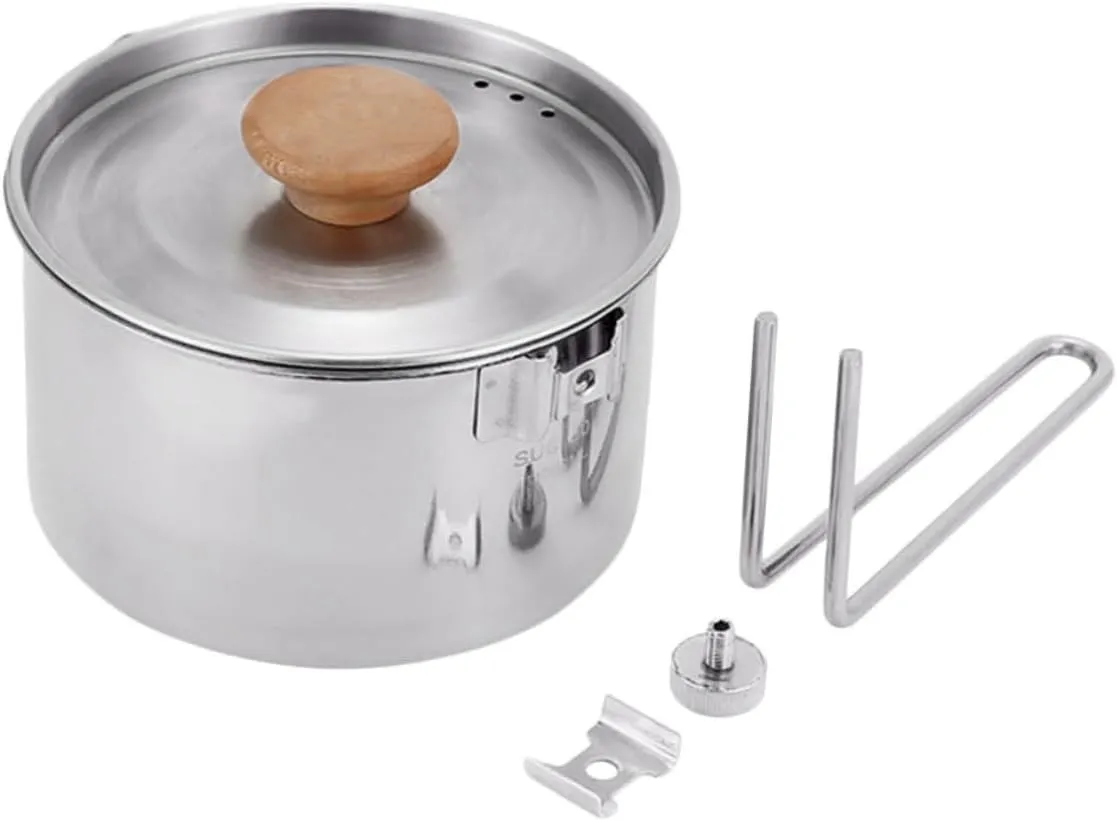 SUPVOX Stainless Steel Camping Kettle and Portable Teakettle for Hiking Easy to Clean Cookware for Outdoor Activities Non Slip Bottom for Picnics and Bbq