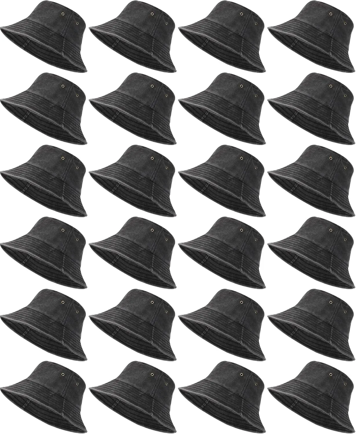 Sureio 24 Pcs Washed Cotton Bucket Hat Bulk Packable Outdoor Sun Wide Brim Fishing Hat Travel Beach Summer Cap for Men Women