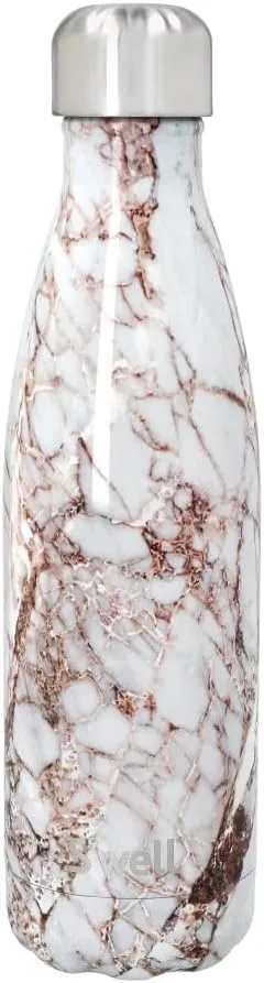 S'well Original Water Bottle, Calacatta Gold, 500ml. Vacuum-Insulated Drinks Bottle Keeps Drinks Cold and Hot - BPA-Free Stainless Steel Hydration Bottle for On The Go