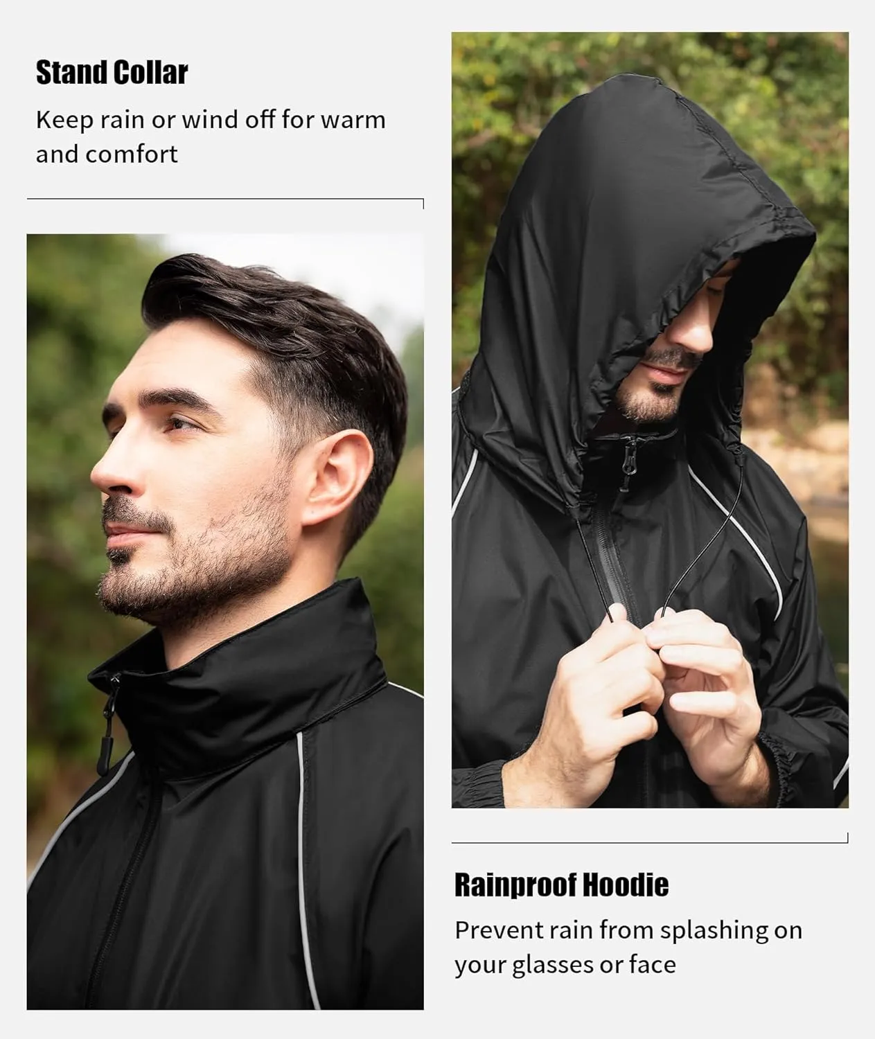 SWISSWELL Men's Rain Suit Waterproof Lightweight Hooded Reflective Rain Gear for Golf, Hiking, Travel, Running