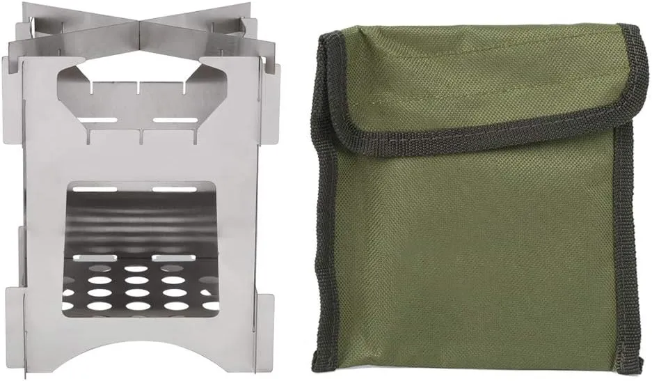 SYH&AQYE Outdoor Wood Burning Stove, Small Portable Camp Stove, Stainless Steel Camping Wood Stove for Camping, Backpacking, Hiking, Picnic