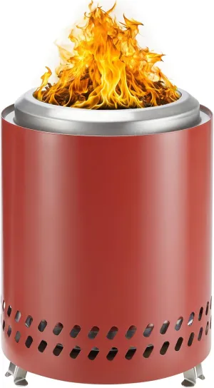 Tabletop Fire Pit, 7.0 Inch Smokeless Camping Stove for Camping, Outdoor & Patio- Wood Burning or Pellet Fueled Portable Bonfire, with Travel Bag, 2.7lbs - Red