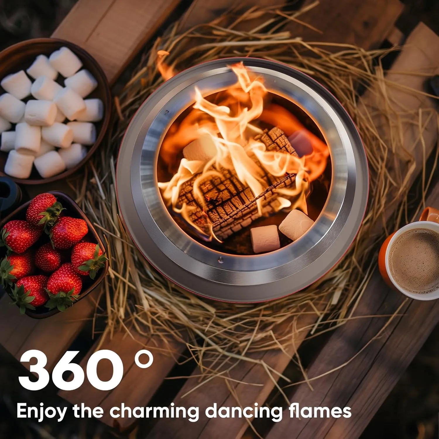 Tabletop Fire Pit, 7.0 Inch Smokeless Camping Stove for Camping, Outdoor & Patio- Wood Burning or Pellet Fueled Portable Bonfire, with Travel Bag, 2.7lbs - Red