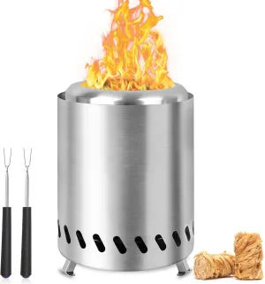 Tabletop Fire Pit with Stand, 8"x 5.5" Mini Camping Stove for Urban & Suburbs, Portable Outdoor Fire Pits with Travel Bag, Fork, Fire Starter, Wood Low Smoke Firepit for Tabletop, Outdoor, Camping