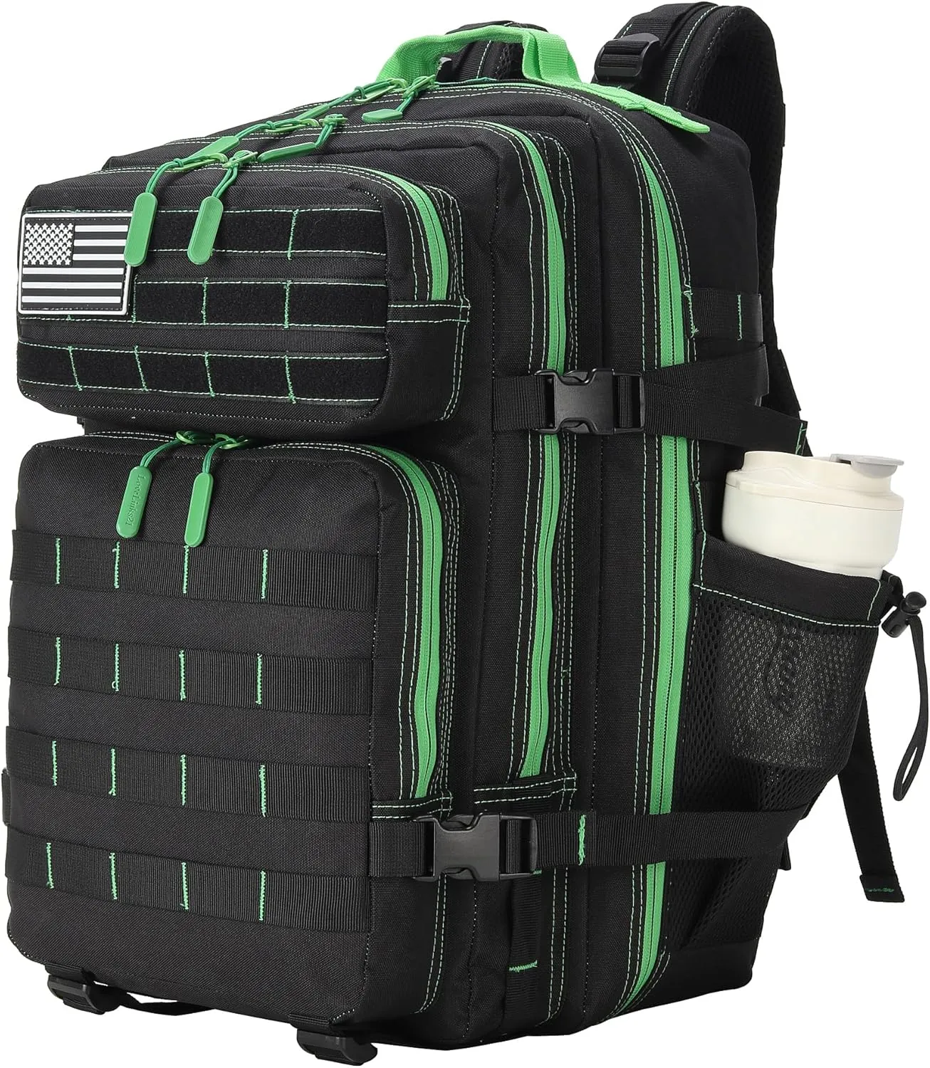 Tactical Backpack Daily Use Military Tactical Backpack for Men and Women 45L Backpack Fitness Backpack (45LBlack&Green)