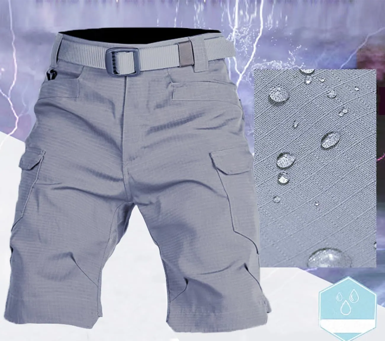 Tactical Shorts Men's Water-Resistant Outdoor Cargo Cotton Blend Hiking Fishing Short with NO Belt