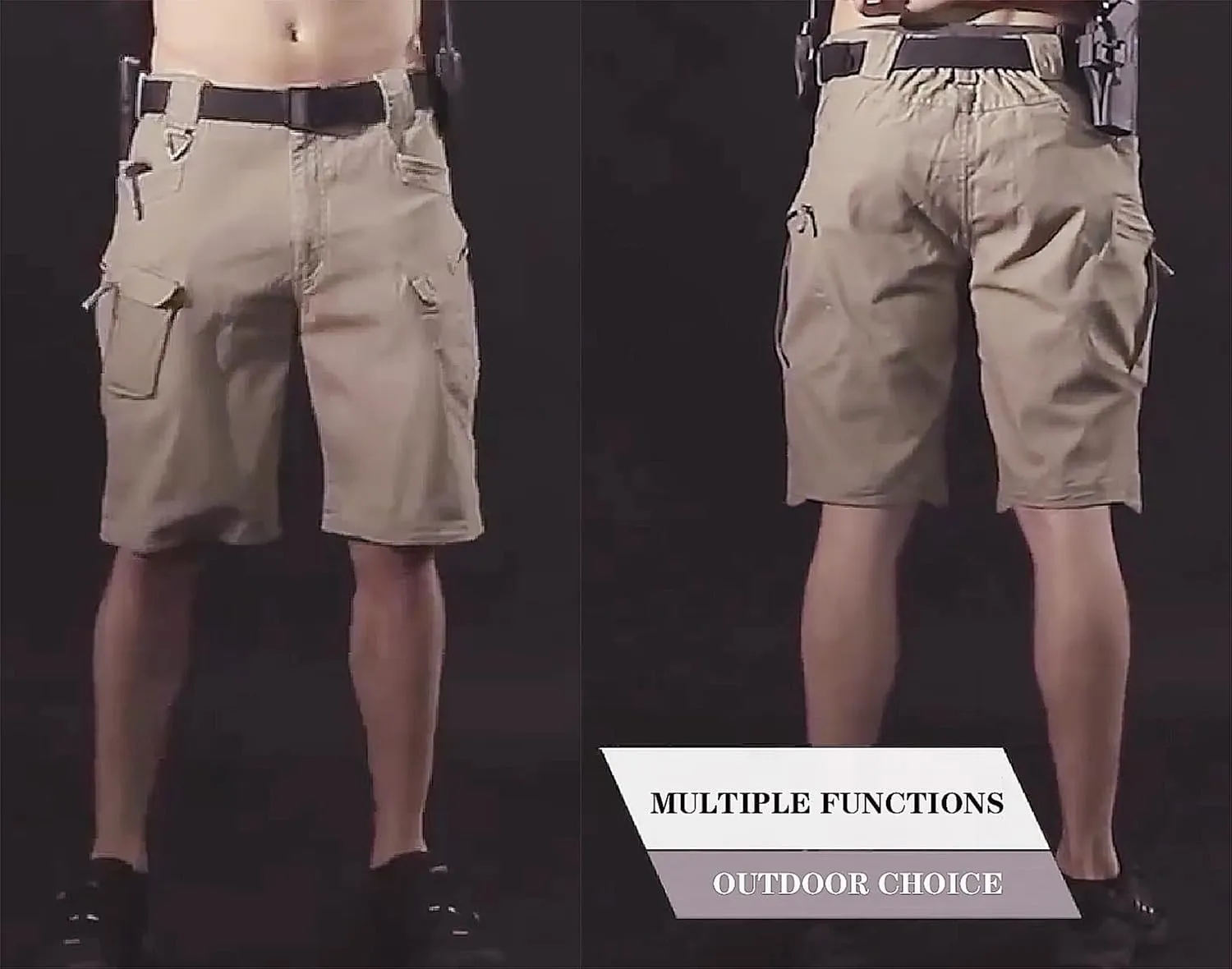 Tactical Shorts Men's Water-Resistant Outdoor Cargo Cotton Blend Hiking Fishing Short with NO Belt