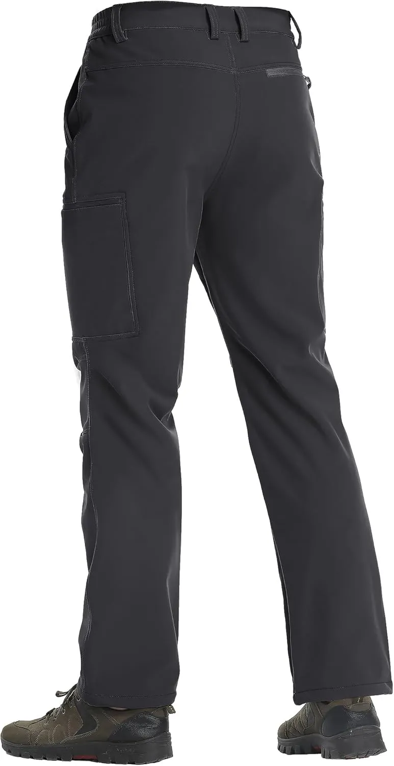 TACVASEN Men's Hiking Pants Fleece Lined Cargo Work Pants with 5 Pockets for Fishing Camping Travel
