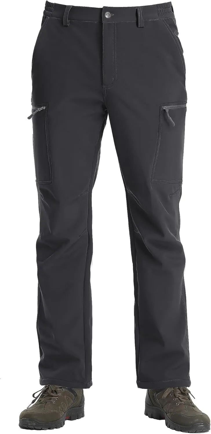 TACVASEN Men's Hiking Pants Fleece Lined Cargo Work Pants with 5 Pockets for Fishing Camping Travel