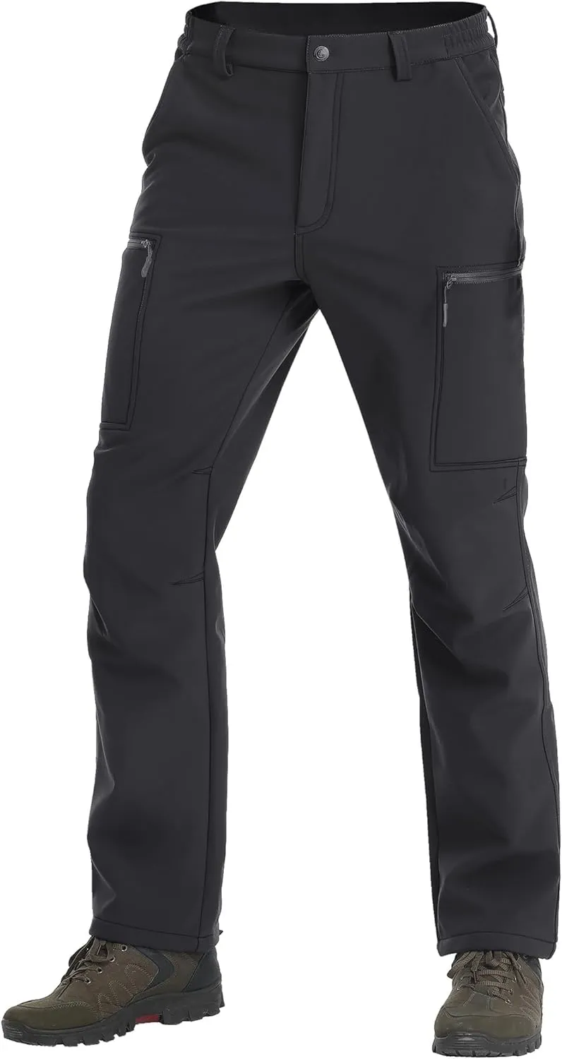 TACVASEN Men's Hiking Pants Fleece Lined Cargo Work Pants with 5 Pockets for Fishing Camping Travel