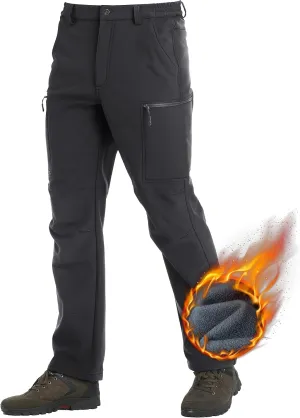 TACVASEN Men's Hiking Pants Fleece Lined Cargo Work Pants with 5 Pockets for Fishing Camping Travel