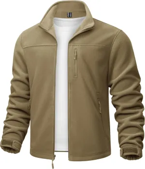 TACVASEN Men's Polar Fleece Jacket Full Zip Lightweight Tactical Jacket with Pockets Winter Coats Warm Casual Hiking Outdoor