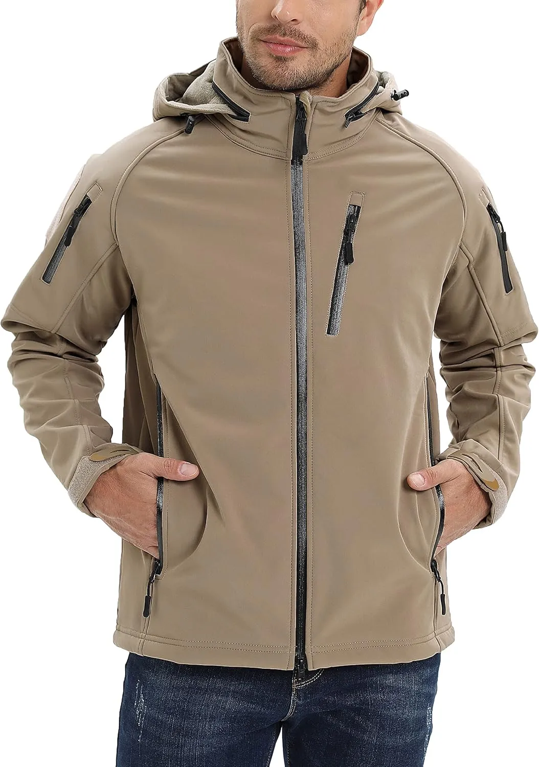TACVASEN Men's Special Ops Military Jacket Water Resistant Windproof Tactical Winter Zip Up Rain Coat Hunting Outdoors