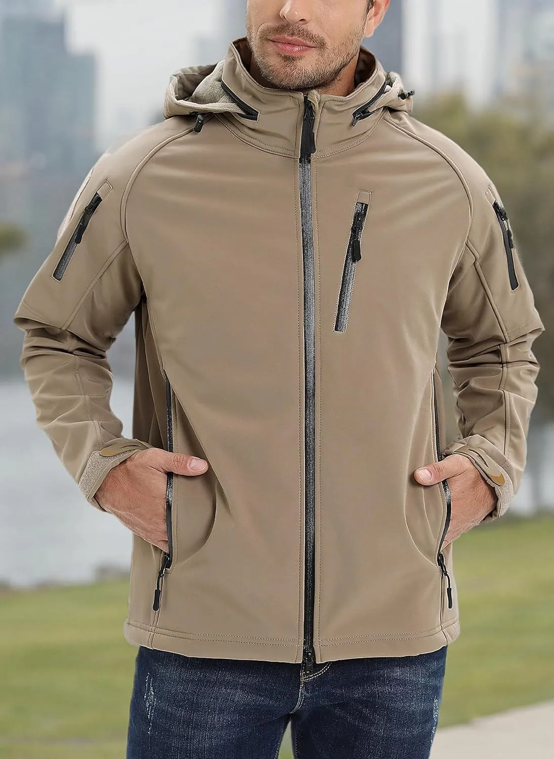 TACVASEN Men's Special Ops Military Jacket Water Resistant Windproof Tactical Winter Zip Up Rain Coat Hunting Outdoors