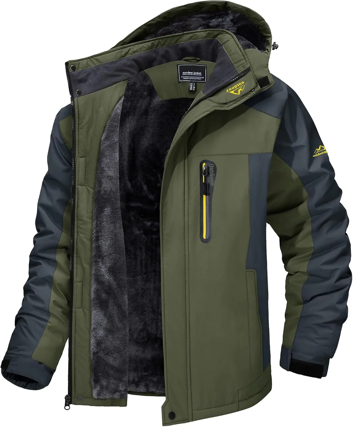 TACVASEN Men's Winter Ski Jacket Waterproof Snow Coats Snowboard Fleece Lining Jacket Warm Parka with Hooded