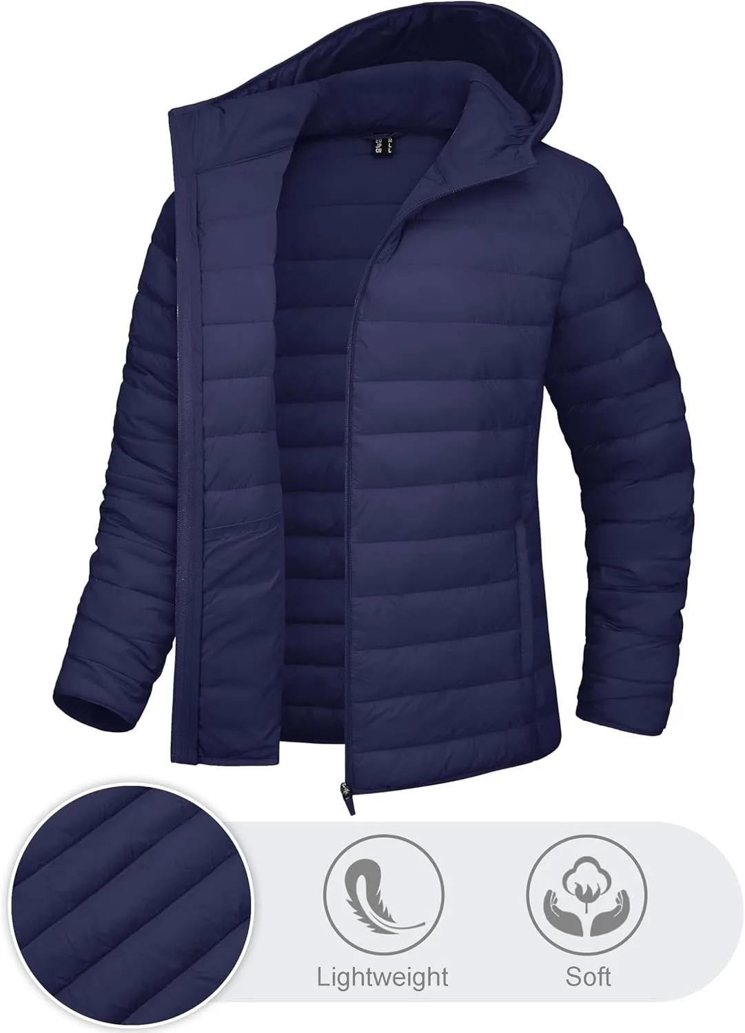 TACVASEN Women's Lightweight Puffer Jacket with Hood Pockets Quilted Padded Full-zip Winter Coat