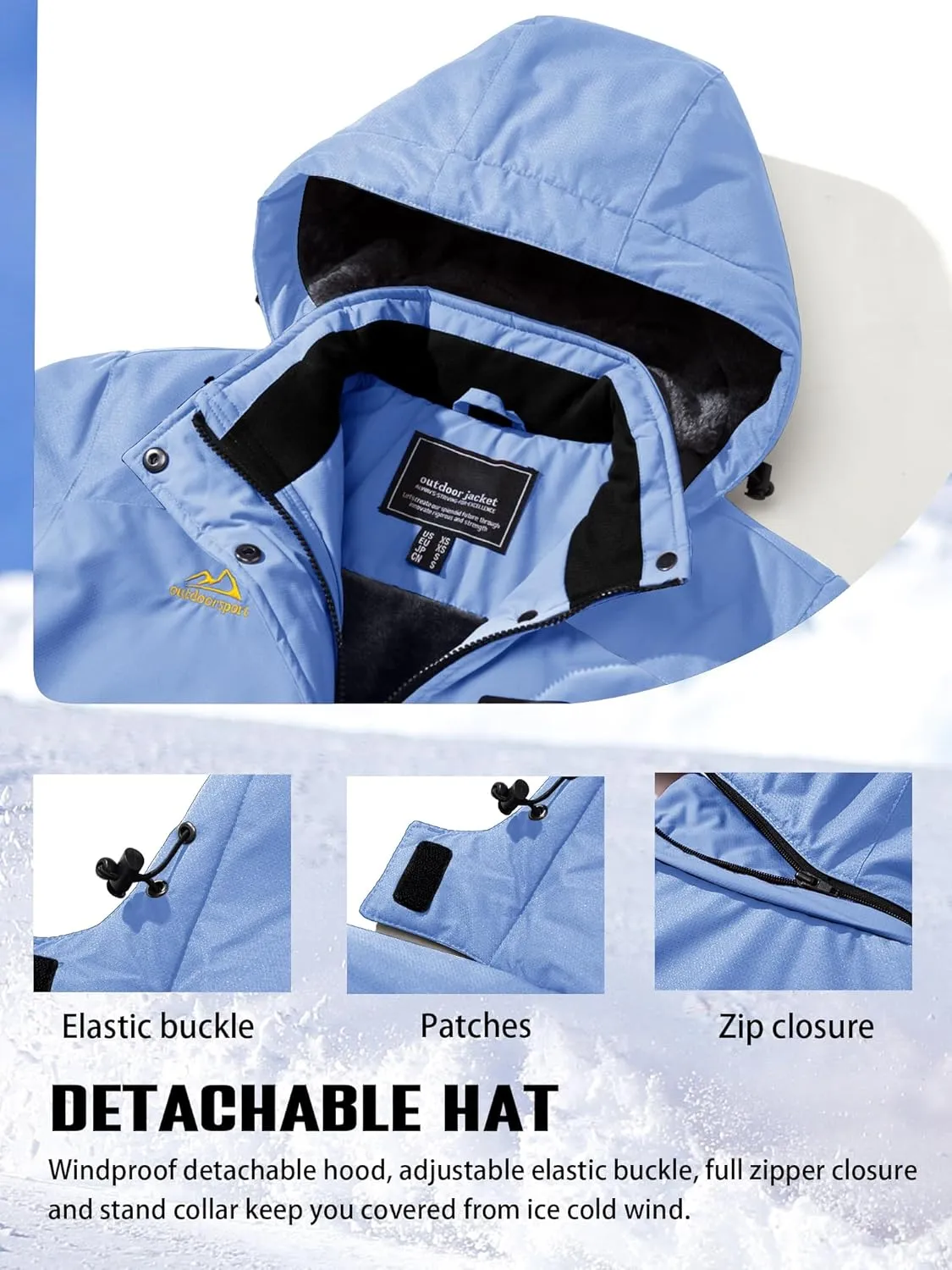 TACVASEN Women's Winter Jacket Waterproof Ski Jacket Hooded Fleece Lined Warm Snow Coat Mountain Windproof Rain Windbreaker
