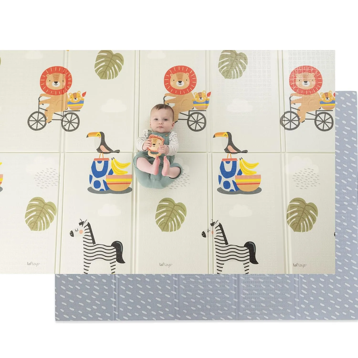 Taf Toys Extra-Large Cushioned Foldable Baby Play Mat, 79" x 59" Waterproof Foam Playmat for Babies & Toddlers, Includes Travel Bag