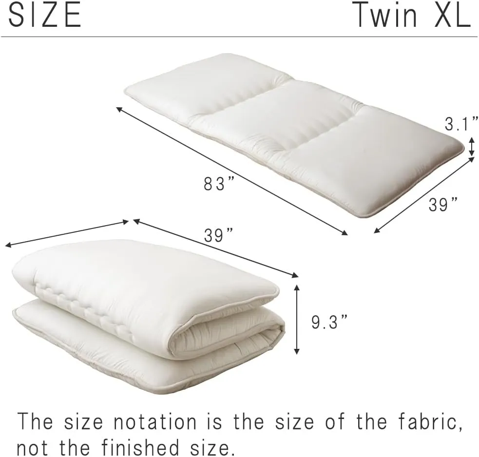 TANSU NO GEN Japanese Futon Mattress, Twin XL, Foldable, Filled with Hard Cotton, Sleeping Tatami Mattress for Floor, Sikibuton, Sikifuton, 22200053(92518)