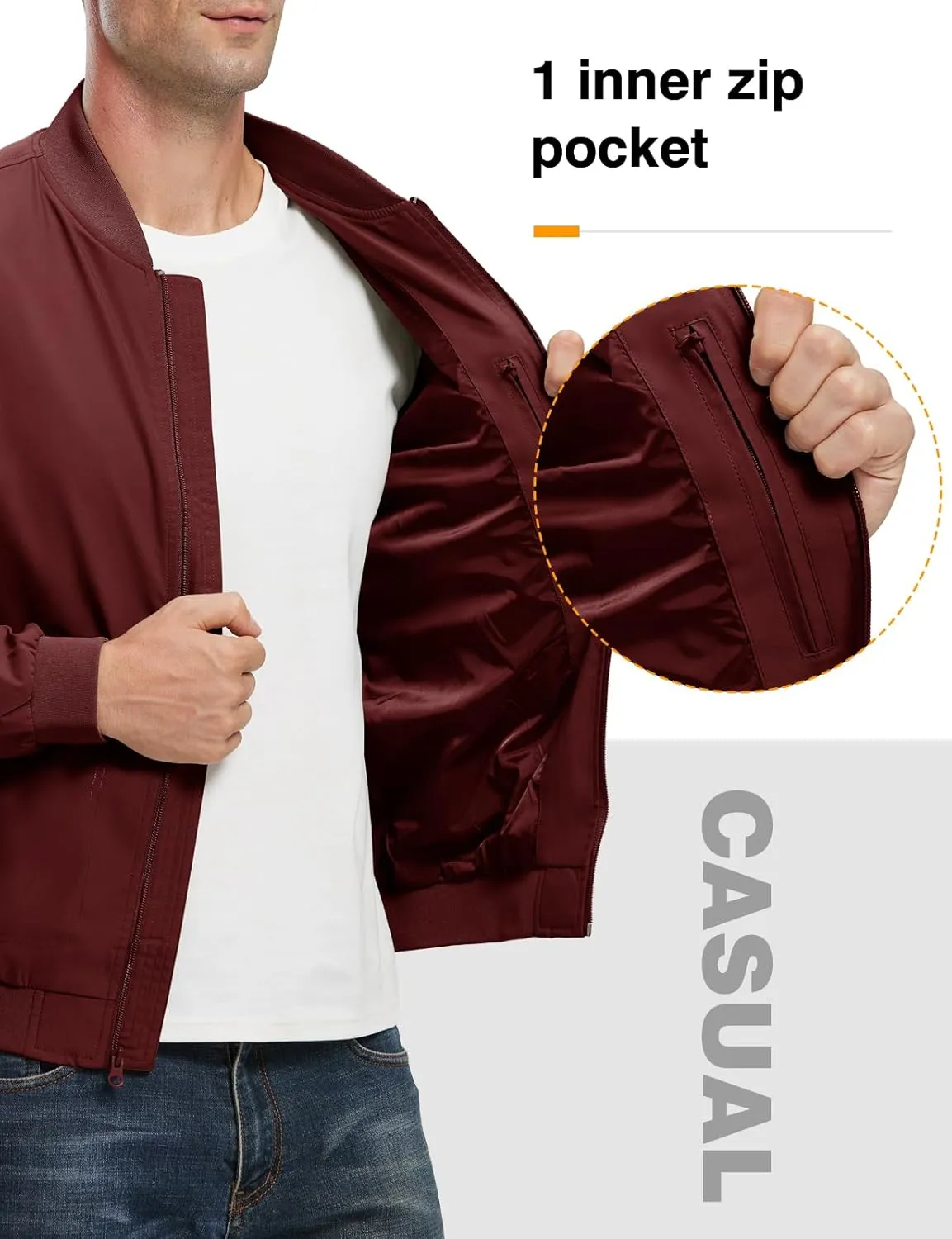 TBMPOY Men's Lightweight Bomber Jackets Light Track Jackets Casual Summer Windbreaker Outdoor Golf Fashion Coat for Men