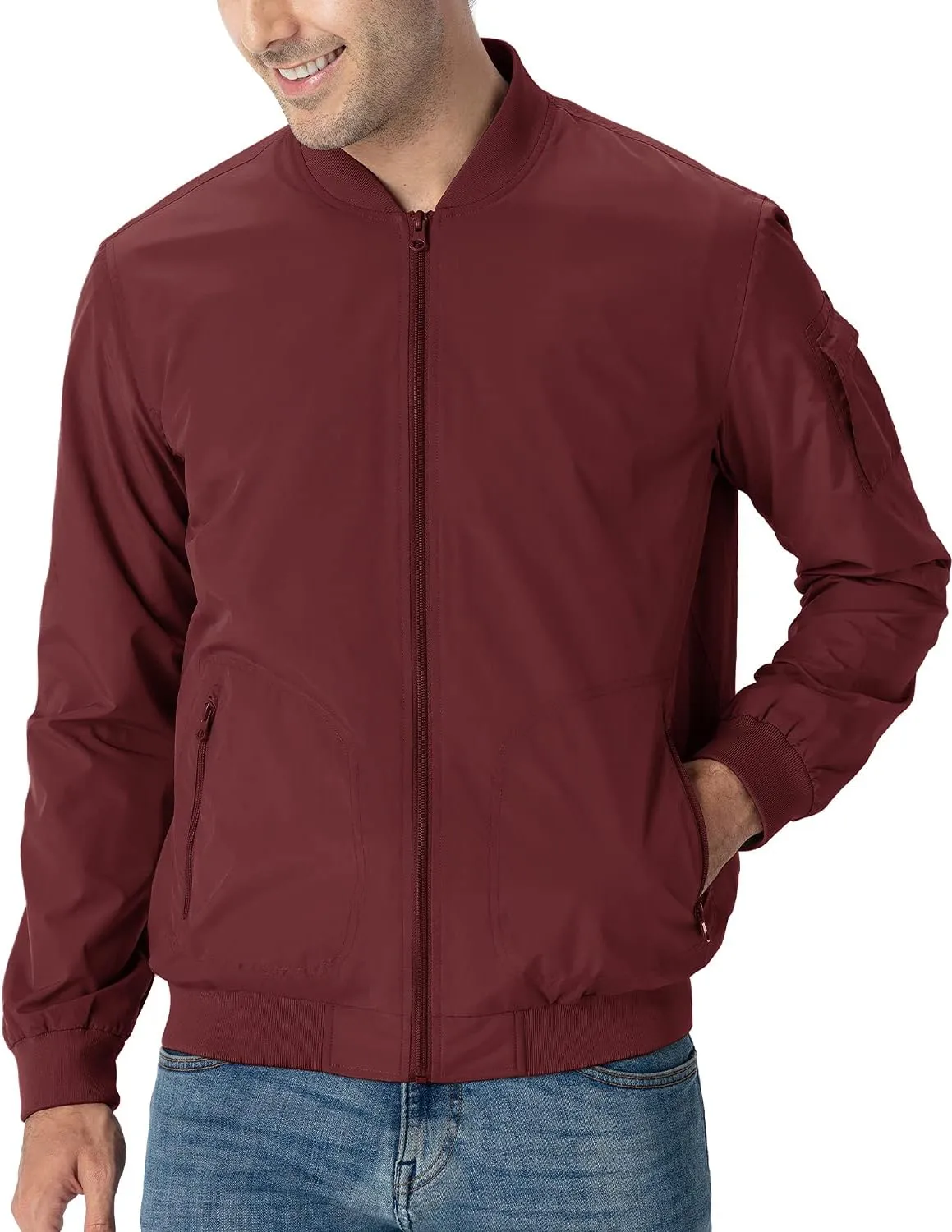 TBMPOY Men's Lightweight Bomber Jackets Light Track Jackets Casual Summer Windbreaker Outdoor Golf Fashion Coat for Men