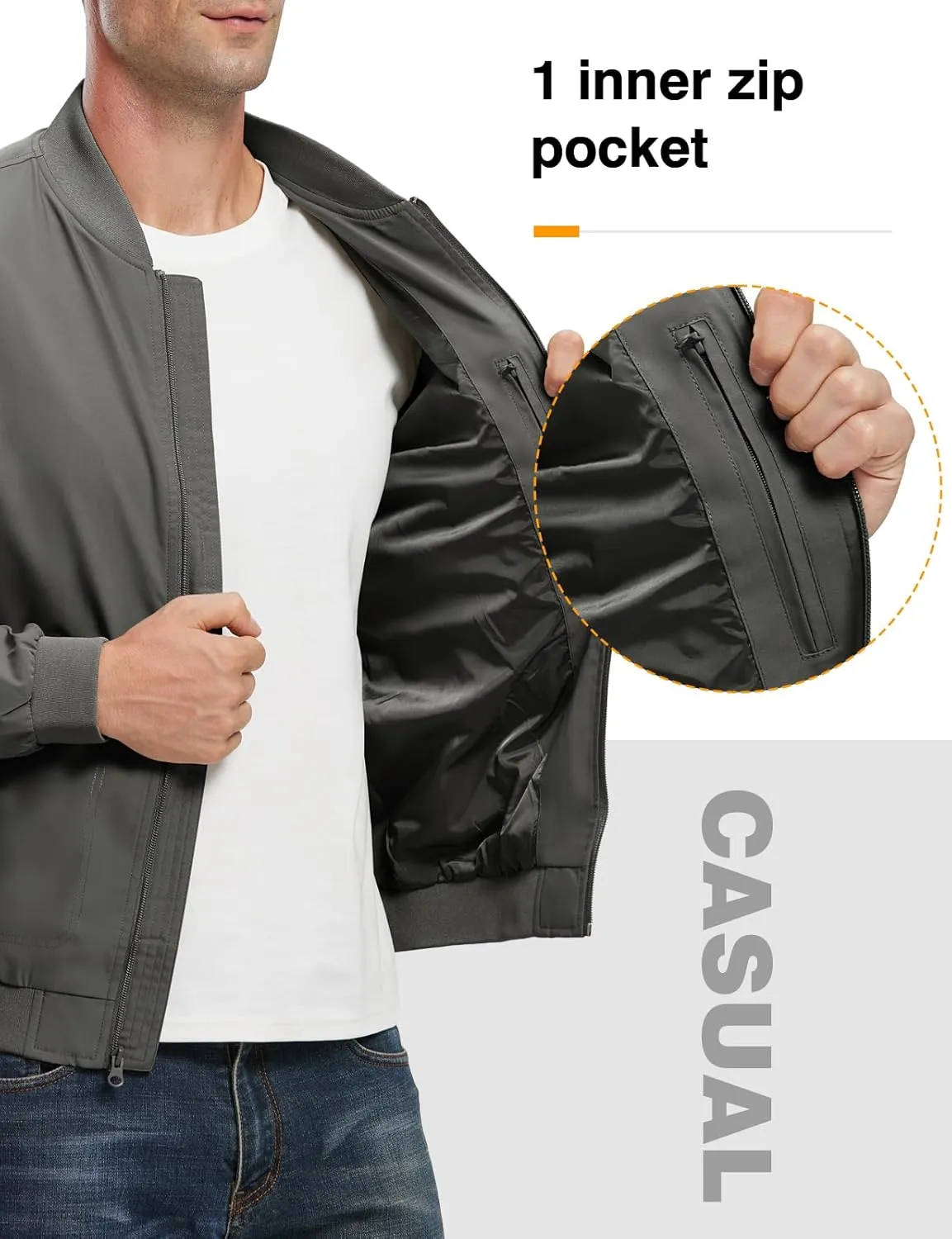 TBMPOY Men's Lightweight Bomber Jackets Light Track Jackets Casual Summer Windbreaker Outdoor Golf Fashion Coat for Men