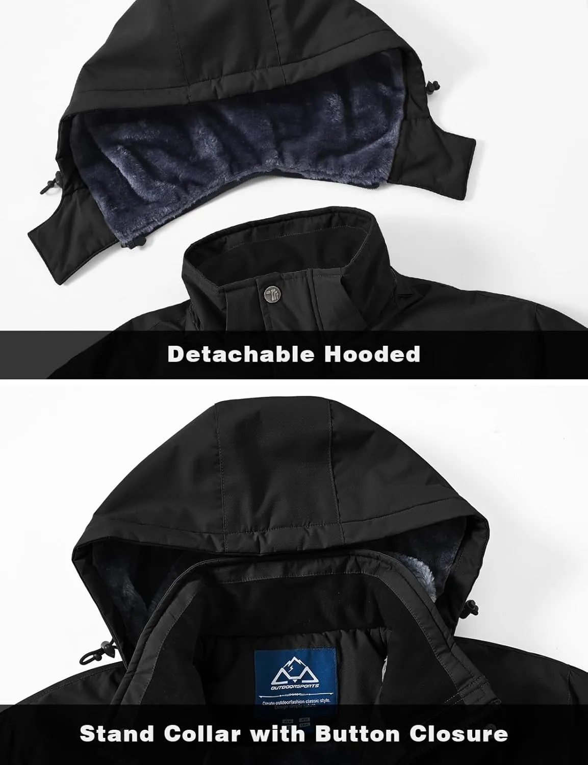 TBMPOY Men's Winter Coat Waterproof Warm Ski Snow Jackets Insulated Fleece Lined Snowboard Hooded Raincoat