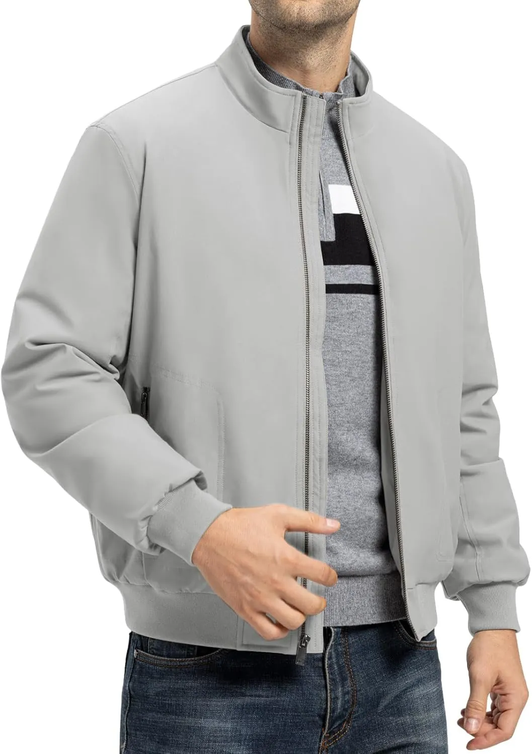 TBMPOY Men's Winter Lightweight Bomber Jackets Water Resistant Fall Casual Windbreakers Quilted Full Zip Windproof Work Coats