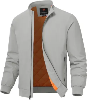 TBMPOY Men's Winter Lightweight Bomber Jackets Water Resistant Fall Casual Windbreakers Quilted Full Zip Windproof Work Coats