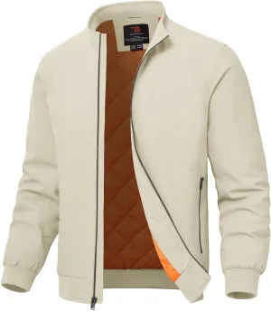 TBMPOY Men's Winter Lightweight Bomber Jackets Water Resistant Fall Casual Windbreakers Quilted Full Zip Windproof Work Coats