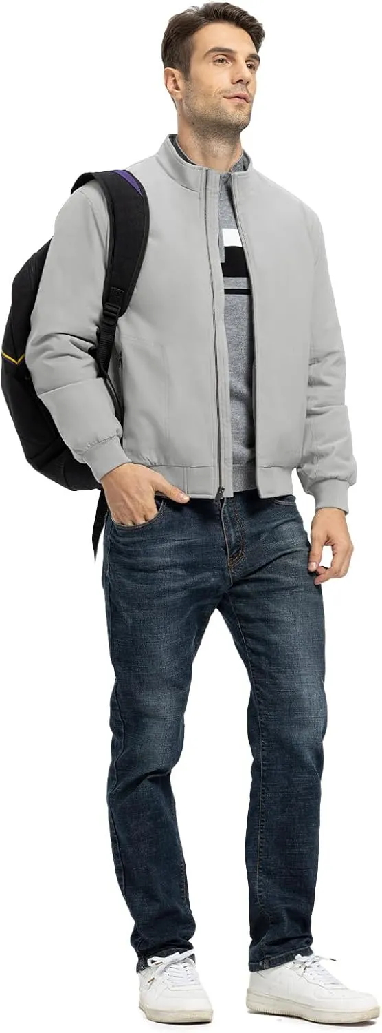 TBMPOY Men's Winter Lightweight Bomber Jackets Water Resistant Fall Casual Windbreakers Quilted Full Zip Windproof Work Coats