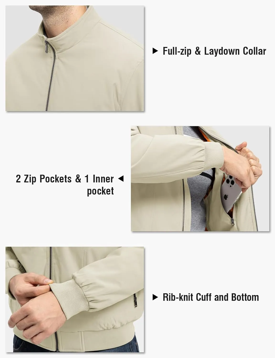 TBMPOY Men's Winter Lightweight Bomber Jackets Water Resistant Fall Casual Windbreakers Quilted Full Zip Windproof Work Coats