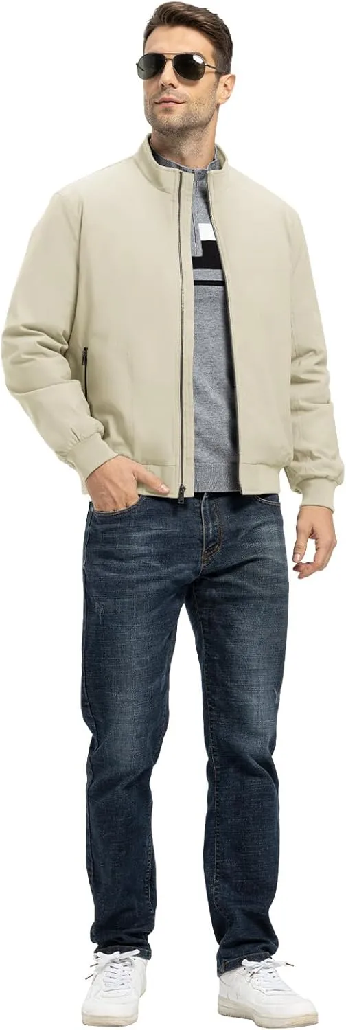 TBMPOY Men's Winter Lightweight Bomber Jackets Water Resistant Fall Casual Windbreakers Quilted Full Zip Windproof Work Coats