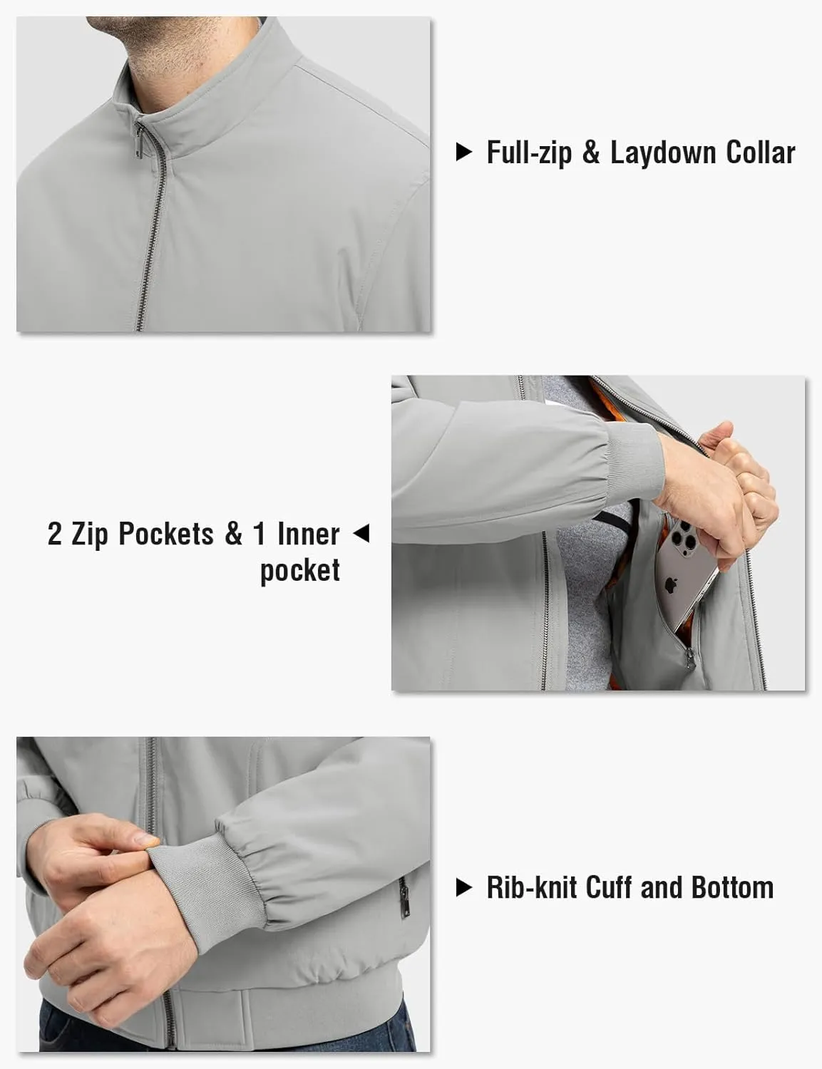 TBMPOY Men's Winter Lightweight Bomber Jackets Water Resistant Fall Casual Windbreakers Quilted Full Zip Windproof Work Coats