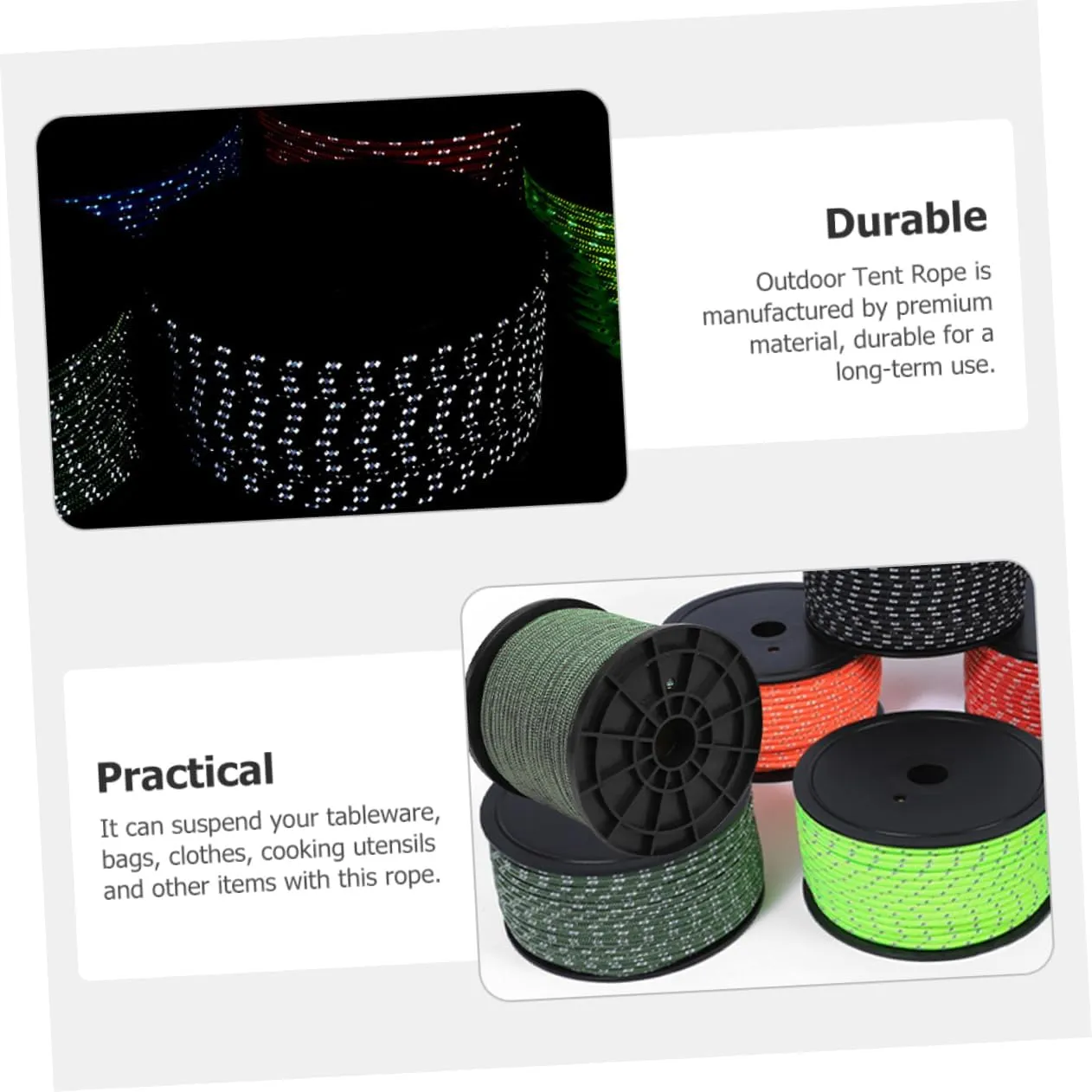 Tent Reflective Rope Outdoor Clotheslines Tent Fixing Tool Camping Rope Outdoor Windproof Hanging Ropes