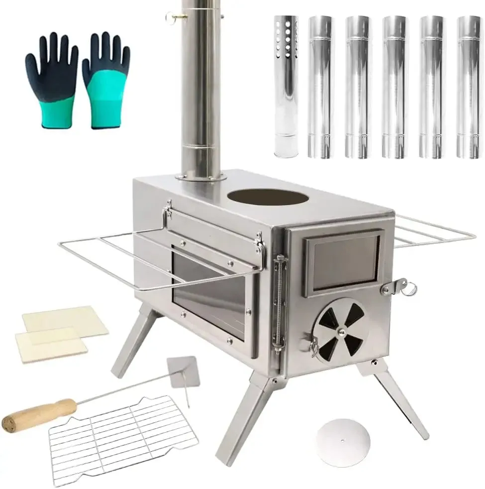 Tent Wood Burning Stoves Portable with Chimney Pipes