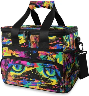 Tiger Eyes Rainbow Cooler Bag Insulated Cooler Soft Sided Cooler 24 Can Portable Picnic Bag Large Leakproof Lunch Bag Box for Beach Grocery Camping Travel Car Men Women
