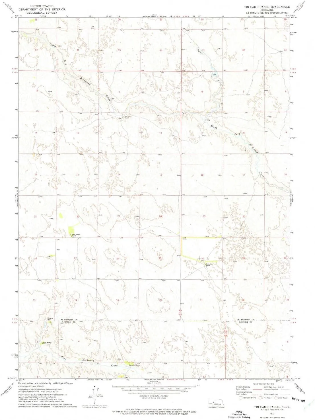 Tin Camp Ranch NE topo map, 1:24000 Scale, 7.5 X 7.5 Minute, Historical, 1972, Updated 1975, 26.9 x 22 in