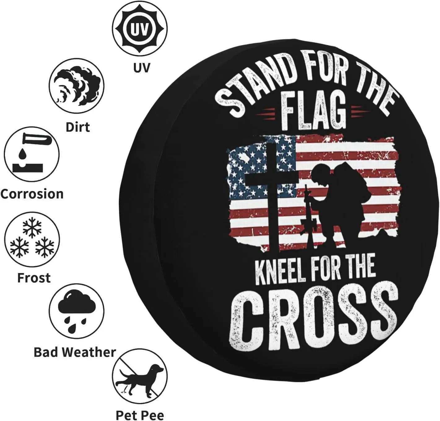 Tire Cover American Flag Potable Dirt Protector Wheel Spare Tire Covers Weather-Proof for Trailer RV SUV Truck Camper Travel Trailer Accessories Polyester 16inch (16inch, Touring)
