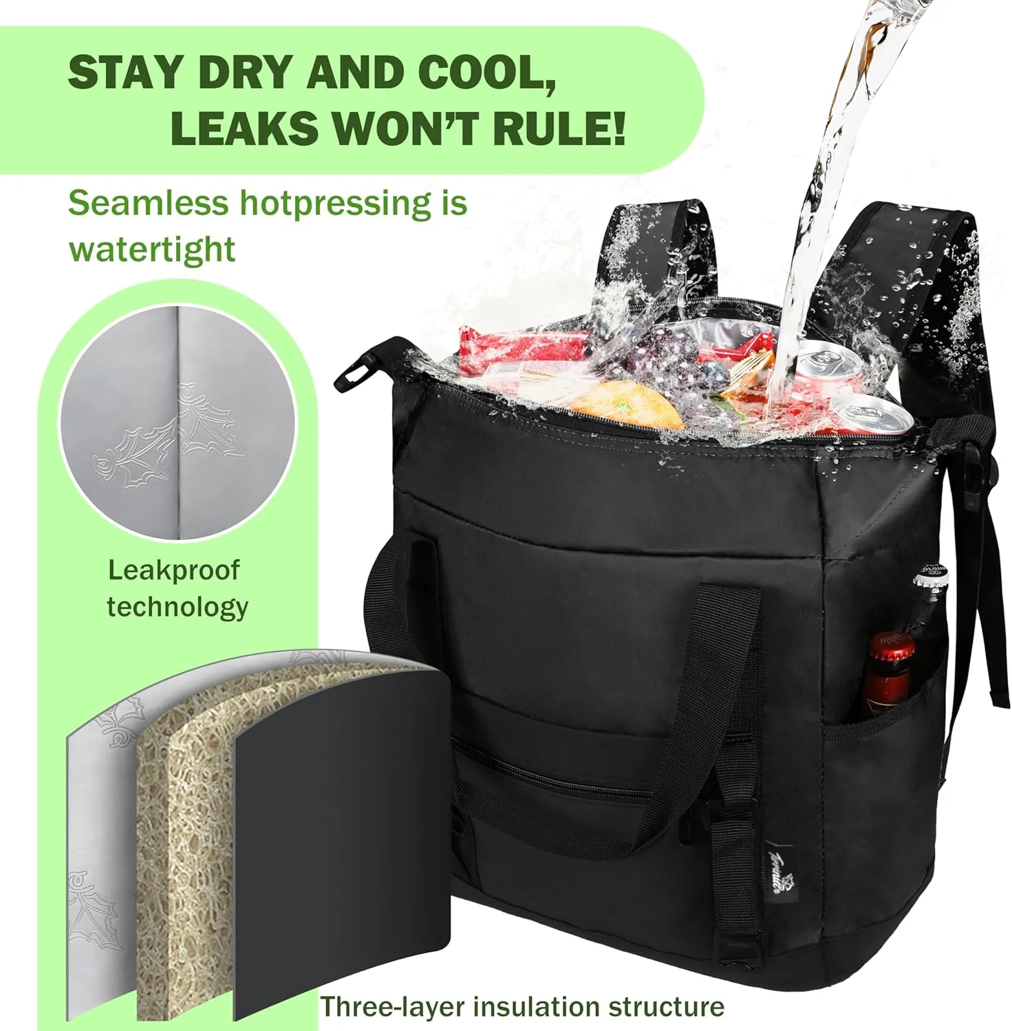 Tirrinia Cooler Backpack Bag Insulated, 36 Cans Soft Leakproof Camping Cooler for Hiking, Traveling, Picnic, Beach, BBQ