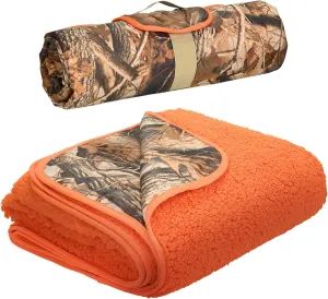 Tirrinia Outdoors Waterproof Camping Blanket,Sherpa Fleece Warm Windproof Soccer Stadium Blanket for Car Football Beach Concerts,51''X 59''