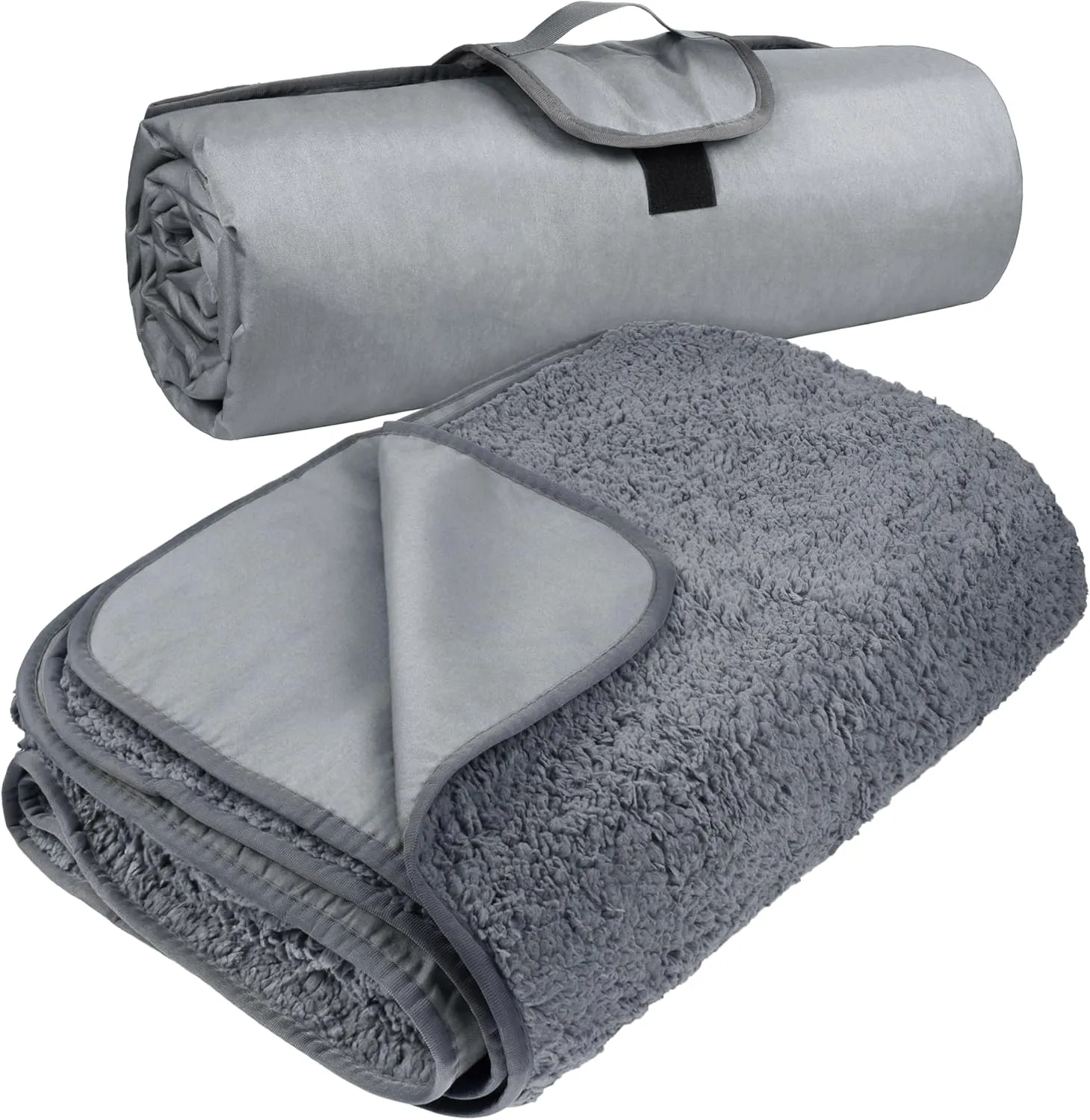 Tirrinia Outdoors Waterproof Camping Blanket,Sherpa Fleece Warm Windproof Soccer Stadium Blanket for Car Football Beach Concerts,51''X 59''