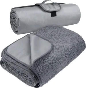 Tirrinia Outdoors Waterproof Camping Blanket,Sherpa Fleece Warm Windproof Soccer Stadium Blanket for Car Football Beach Concerts,51''X 59''