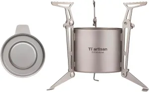 Titanium Alcohol Stove Ultralight Alcohol Burner Mini Spirit Cooker with Foldable Stands Brackets and Cover For Camping Backpacking Hiking Survival