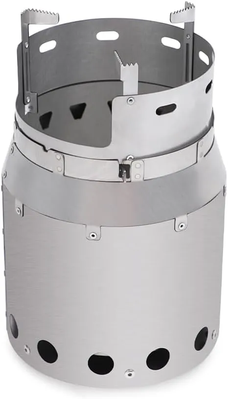 Titanium Camp Stove S Secondary Combustion Fire Pit SOLO Ultralight Folding Firewood Stove Round Portable Heater Tent Cooking BBQ Open Fire Camping Outdoor Warmer Multipurpose, metal