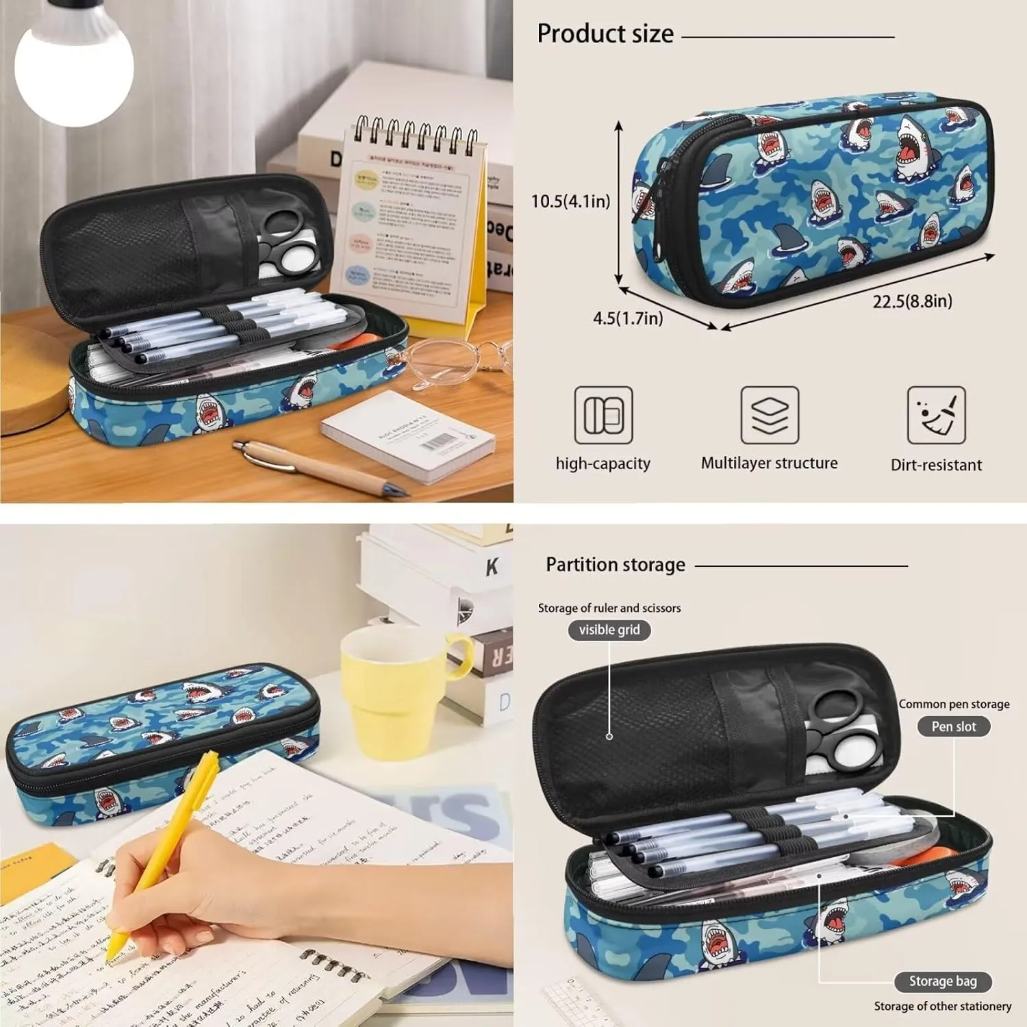 Toddler Girl Backpack and Lunch Box Set Primary Boys Cartoon Shark Backpacks School Bags with Carrying Handles School Backpack for Teens Fashion School Backpack