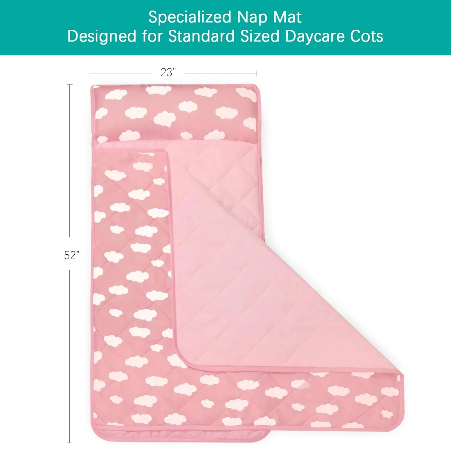 Toddler Nap Mat with Pillow and Blanket, Cot Nap Mats for Standard Daycare Preschool, Roll up Lightweight Portable Sleeping Bag for Kids, Super Soft Cozy, Pink Cloud, 52" x 23"